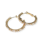104277, 1.25" BAGUETTE CUBIC ZIRCONIA ROUND HOOP EARRING