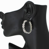104279, 1.25" GOLD DIPPED, BALL MICRO PAVE CUBIC ZIRCONIA ROUND HOOP EARRING
