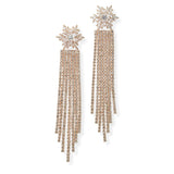 104283, FLOWER CUBIC ZIRCONIA ACCENT CRYSTAL RHINESTONE DROP DANGLE EARRING