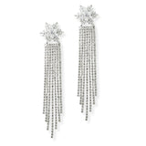 104283, FLOWER CUBIC ZIRCONIA ACCENT CRYSTAL RHINESTONE DROP DANGLE EARRING