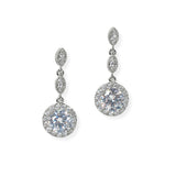 104288, GOLD PLATED, ROUND CUBIC ZIRCONIA ACCENT DANGLE EARRING
