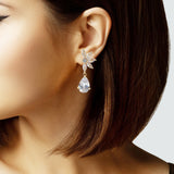 104291, TEARDROP CUBIC ZIRCONIA DANGLE EARRING