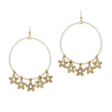 104302, FLOWER CHARM ROUND GLASS BEADED DANGLE EARRING