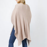 104306, RIBBBED KNIT CAPE/RUANA WITH BUTTON