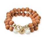 104349, WOOD BEADED MULTI LAYERED STRETCH BRACELET