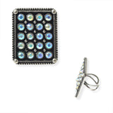 104368, WESTERN RECTANGULAR RHINESTONE ACCENT CUFF RING