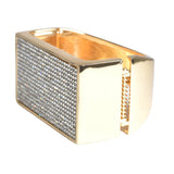 104373, PAVE RHINESTONE RECTANGULAR BANGLE BRACELET