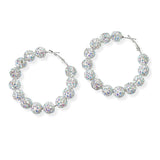 104375, CRYSTAL FIREBALL BEADED HOOP EARRING