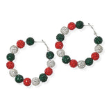 104375, CRYSTAL FIREBALL BEADED HOOP EARRING