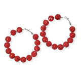 104375, CRYSTAL FIREBALL BEADED HOOP EARRING