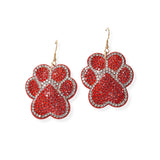 104376, PAW CRYSTAL RHINESTONE PUFFY DANGLE EARRING