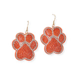 104376, PAW CRYSTAL RHINESTONE PUFFY DANGLE EARRING