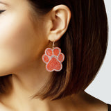 104376, PAW CRYSTAL RHINESTONE PUFFY DANGLE EARRING