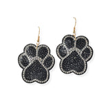 104376, PAW CRYSTAL RHINESTONE PUFFY DANGLE EARRING