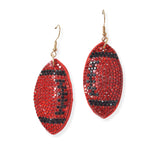 104379, SOFTBALL &FOOTBALL CRYSTAL RHINESTONE PUFFY DANGLE EARRING