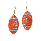 104379, SOFTBALL &FOOTBALL CRYSTAL RHINESTONE PUFFY DANGLE EARRING