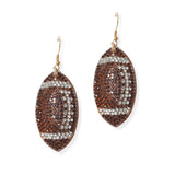 104379, SOFTBALL &FOOTBALL CRYSTAL RHINESTONE PUFFY DANGLE EARRING