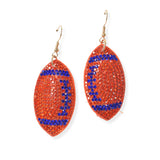 104379, SOFTBALL &FOOTBALL CRYSTAL RHINESTONE PUFFY DANGLE EARRING