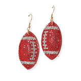 104379, SOFTBALL &FOOTBALL CRYSTAL RHINESTONE PUFFY DANGLE EARRING