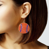 104379, SOFTBALL &FOOTBALL CRYSTAL RHINESTONE PUFFY DANGLE EARRING