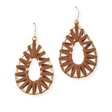 104381, SUEDE WRAPPED TEARDROP DANGLE EARRING