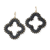 104382, SUEDE WRAPPED CLOVER DANGLE EARRING