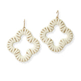 104382, SUEDE WRAPPED CLOVER DANGLE EARRING