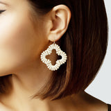 104382, SUEDE WRAPPED CLOVER DANGLE EARRING