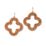 104382, SUEDE WRAPPED CLOVER DANGLE EARRING