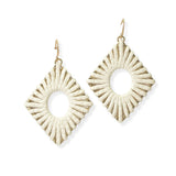 104383, SUEDE WRAPPED RHOMBUS DANGLE EARRING