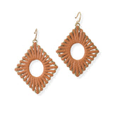 104383, SUEDE WRAPPED RHOMBUS DANGLE EARRING