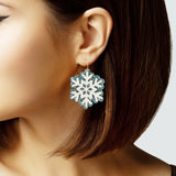104389, CHRISTMAS GLITTER SNOWFLAKE DANGLE EARRING