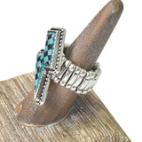 104390, WESTERN CHECKER PRINT LIGHTNING BOLT STRETCH RING