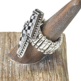104390, WESTERN CHECKER PRINT LIGHTNING BOLT STRETCH RING