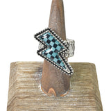104390, WESTERN CHECKER PRINT LIGHTNING BOLT STRETCH RING