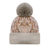 104400, SEQUIN ACCENT FUR POM POM BEANIE HAT