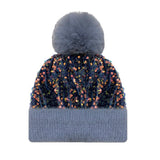 104400, SEQUIN ACCENT FUR POM POM BEANIE HAT