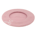 104406, PINK RIBBON BOW ACCENT FUZZY BERET HAT