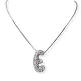 104407, PAVE RHINESTONE INITIAL PUFFY BUBBLE PENDANT NECKLACE