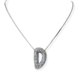 104407, PAVE RHINESTONE INITIAL PUFFY BUBBLE PENDANT NECKLACE