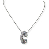 104407, PAVE RHINESTONE INITIAL PUFFY BUBBLE PENDANT NECKLACE