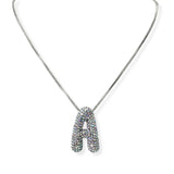 104407, PAVE RHINESTONE INITIAL PUFFY BUBBLE PENDANT NECKLACE