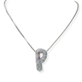 104407, PAVE RHINESTONE INITIAL PUFFY BUBBLE PENDANT NECKLACE