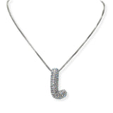 104407, PAVE RHINESTONE INITIAL PUFFY BUBBLE PENDANT NECKLACE