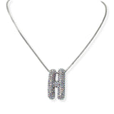 104407, PAVE RHINESTONE INITIAL PUFFY BUBBLE PENDANT NECKLACE