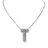 104407, PAVE RHINESTONE INITIAL PUFFY BUBBLE PENDANT NECKLACE