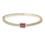 104408, 14K GOLD PLATED, GEOMETRIC CUBIC ZIRCONIA ACCENT BANGLE BRACELET