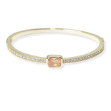 104408, 14K GOLD PLATED, GEOMETRIC CUBIC ZIRCONIA ACCENT BANGLE BRACELET