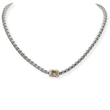 104411, 14K GOLD PLATED, BAGUETTE CUBIC ZIRCONIA DESIGNER INSPIRED NECKLACE