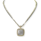 104413, 14K GOLD PLATED, MICRO PAVE CUBIC ZIRCONIA DESIGNER INSPIRED NECKLACE